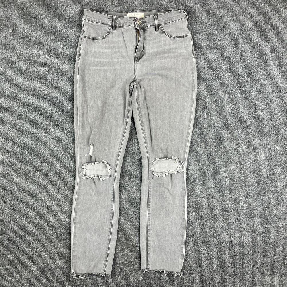 PacSun Ankle Jegging Womens Size 28 Gray Distressed Skinny Stretch Denim Pants
